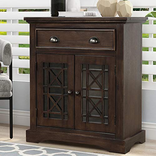 SFGJ Retro Storage Cabinets with Doors&Big Drawer, Wood Cabinet Organizers Home Office Furniture Storage Chest (Espresso)
