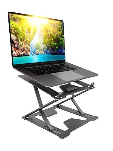 2023 Laptop Stand – Lightweight & Durable Metal Design – Aluminum Foldable Portable Computer Stand – Ergonomic Laptop Holder – Multi-Angle Notebook Riser – for All Laptops 11-17” (Space Grey)