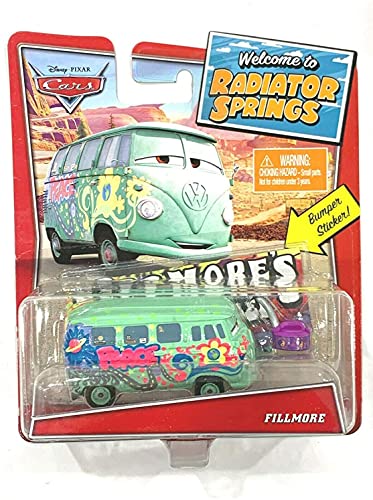 Pixar Disney Cars 1:55 Scale [Fillmore] with Bumper Sticker, Welcome to Radiator Springs