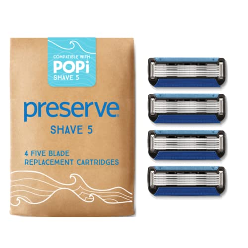 Preserve POPi Shave 5 Replacement Cartridges for Preserve POPi Shave 5 Razor, 4 Count