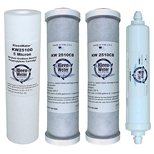 KleenWater 4 Cartridge Set Compatible Replacement for APEC model ROES-PH75, ROES-50-A and FILTER-SET-ESPH