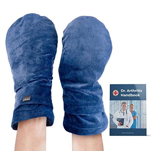 Doctor Developed Heat Therapy Arthritis Gloves/Heated Arthritis Mittens/Hand warmers, Microwavable & Doctor Written Handbook (Lavender Scented & Universally sized. 1 pair) (Blue)