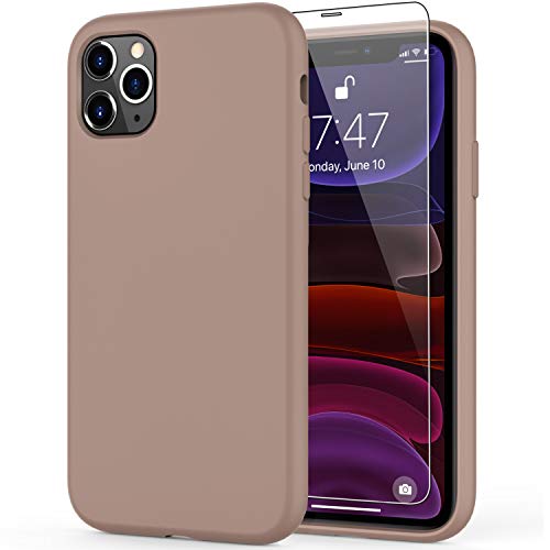 DEENAKIN iPhone 11 Pro Max Case with Screen Protector,Soft Flexible Silicone Gel Rubber Bumper Cover,Slim Fit Shockproof Protective Phone Case for iPhone 11 Pro Max 6.5″ Light Brown
