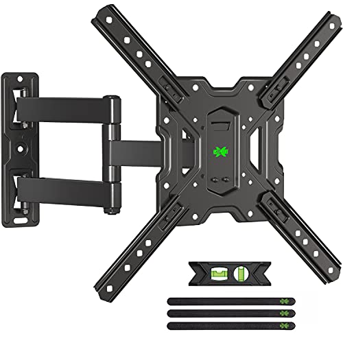 USX MOUNT Full Motion TV Wall Mount Swivel and Tilt for Most 26-55 Inch TVs, TV Mount Perfect Center Corner Design on Single Stud, Wall Mount TV Bracket Up to VESA 400x400mm and 77 lbs