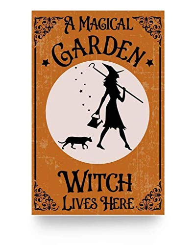 Halloween A Magical Garden Witch Lives Here Rustic Halloween Sign Spooky Sign Magic Spell Halloween Night 8X12 inch