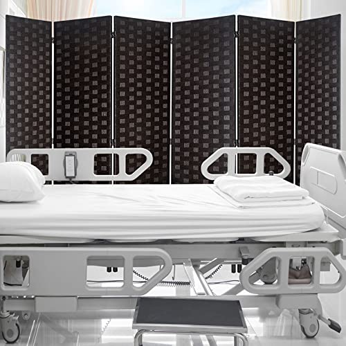 6ft. Tall- 16″ Wide- Room Dividers Double Sided Woven Fiber ,Double Hinged Privacy Screen, Partition & Wall Divider, Folding Privacy Screens 6 Panel, Room Dividers-Dark Mocha, Freestanding£¬ 6 Panels