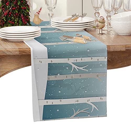 Christmas Table Runner-Cotton Linen-Winter Dinner Scarf Décor,Long 108 Inch Holiday Forest Reindeer Dresser Scarves,Farmhouse Xmas Tablerunner for Kitchen Coffee/Dining Bedroom Home Living Room | The Storepaperoomates Retail Market - Fast Affordable Shopping