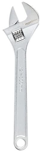 Amazon Basics Adjustable Wrench with Inch/Metric Scale, Chrome-Plated, 12-Inch (300mm)