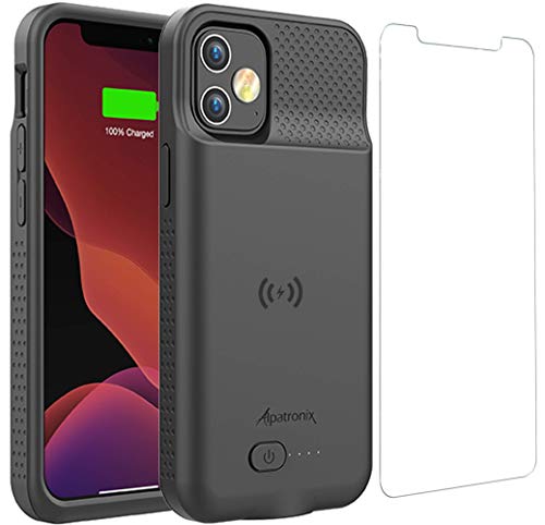 Alpatronix Battery Case for iPhone 12 Pro & iPhone 12 (6.1 inch), Strong Slim Portable Protective Extended Charging Cover Compatible with Wireless Charging, Apple Pay, CarPlay – BX12 – Black