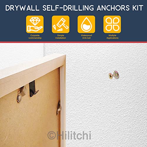 Hilitchi 200Pcs Self Drilling Drywall Anchors with Screws Easy Application No Drill or Holes in Wall, 66 Lbs, 12 x 30mm-100Pcs Anchors and 100Pcs Screws (Metal Anchors) | The Storepaperoomates Retail Market - Fast Affordable Shopping