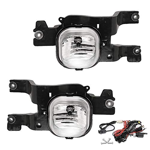 Driving Fog Lights Lamps Replacement for 2008 2009 2010 Ford F250 350 450 Super Duty with H10 12V 42W Halogen Bulbs & Wiring Harness Kit (Clear Lens)