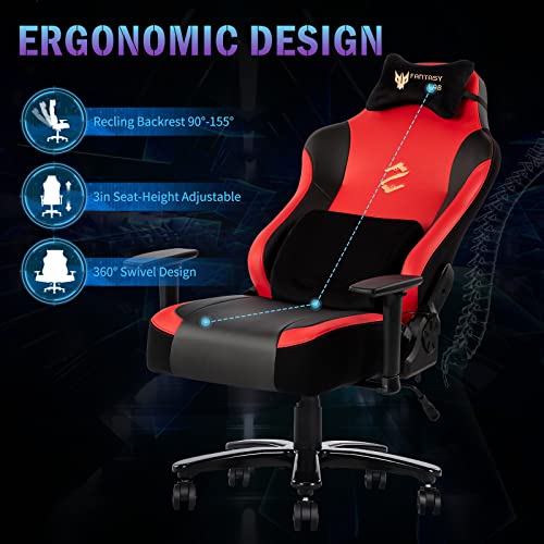 Fantasylab Big and Tall 400lb Massage Memory Foam Gaming Chair – Adjustable Tilt, Back Angle and 3D Arms High-Back Leather Racing Executive Computer Desk Office Chair, Metal Base | The Storepaperoomates Retail Market - Fast Affordable Shopping