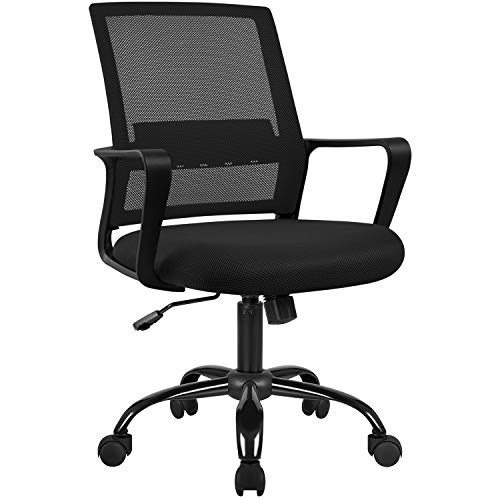 Furmax Office Chair Ergonomic Mesh Desk Chair Modern Mid Back Task Chair Home Office Chair with Lumbar Support and Armrest (Black)