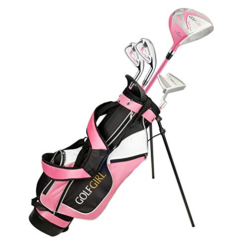 Golf Girl Junior Girls Golf Set V3 with Pink Clubs and Bag, Ages 8-12 (4′ 6″ – 5’11” Tall), Left Hand