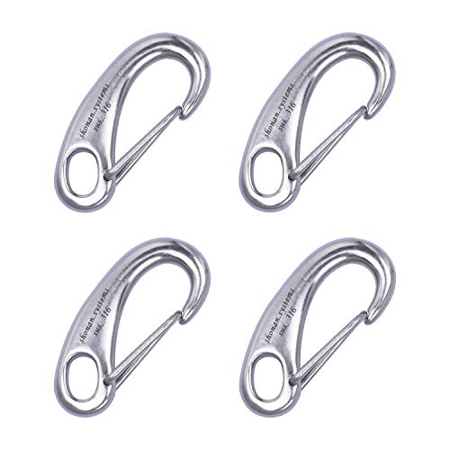 SHONAN 2.75 Inch Marine Carabiner Clips, 4 Pack Stainless Steel 316 Clips Boat Fender Hooks, Snap Hooks for Bucket, Camping, and Hiking 660 Lbs