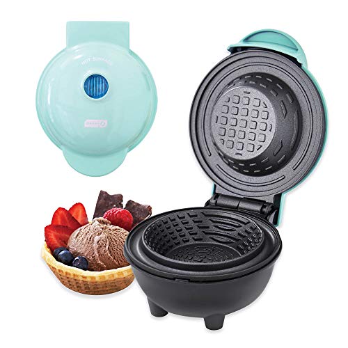 DASH Mini Waffle Bowl Maker for Breakfast, Burrito Bowls, Ice Cream and Other Sweet Deserts, Recipe Guide Included – Aqua