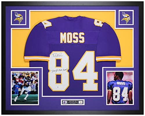 Randy Moss Autographed Purple Jersey – Beautifully Matted and Framed – Hand Signed By Moss and Certified Authentic by Beckett – Includes Certificate of Authenticity
