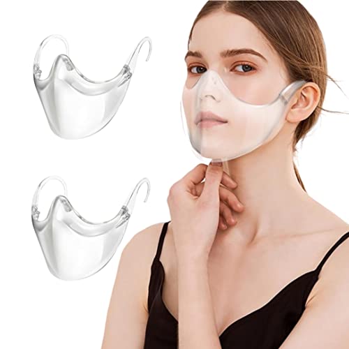 KKPOT Transparent Face Protection Clear Face_Shield 2 Pack, Reusable Anti-Fog and Breathable Visible Expression for Adults
