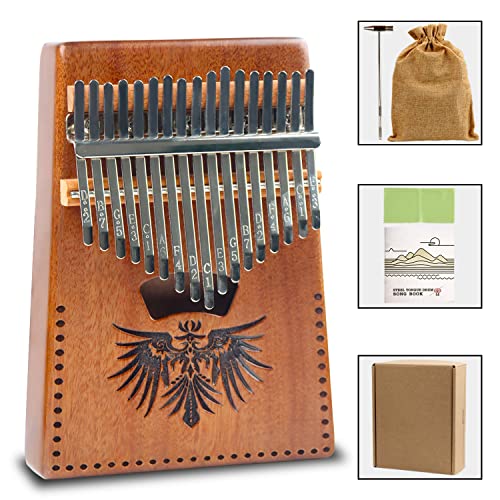 REGIS Kalimba 17-Key Thumb Piano with Instruction Book and Tuning Hammer ，Portable Personal Musical Instrument， Beginners to Professionals (Beige)
