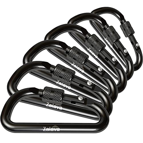 Zalava 6 pcs 2”D-Clip Durable Locking Carabiner Keychain Clip,Keychain Clip Hook,Black | The Storepaperoomates Retail Market - Fast Affordable Shopping