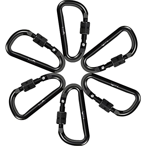 Zalava 6 pcs 2”D-Clip Durable Locking Carabiner Keychain Clip,Keychain Clip Hook,Black | The Storepaperoomates Retail Market - Fast Affordable Shopping