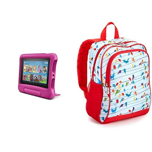 Fire 7 Kids Tablet 32GB Pink with Made for Amazon Kids Tablet Backpack, Birds