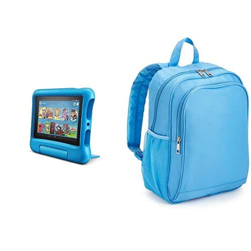 Fire 7 Kids Tablet 32GB Blue with Made for Amazon Kids Tablet Backpack, Blue