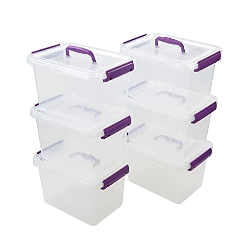 Sandmovie 5 Quart Plastic Storage Bins for Shelves, Clear, 6 Packs