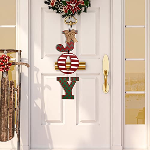 Christmas Decoration Wall Sign, Christmas Joy Sign for Home Decor Letter Wreath Christmas Hanging Wood Letters for Front Door, Wall
