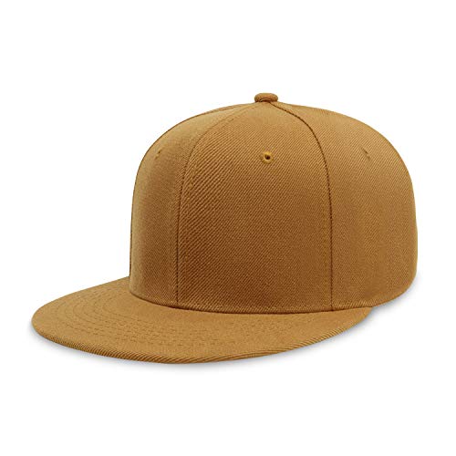 CHOK.LIDS Flat Bill Visor Classic Snapback Hat Blank Adjustable Brim High Top End Trendy Color Style Plain Tone Baseball Cap (Tan)