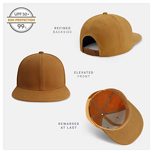 CHOK.LIDS Flat Bill Visor Classic Snapback Hat Blank Adjustable Brim High Top End Trendy Color Style Plain Tone Baseball Cap (Tan) | The Storepaperoomates Retail Market - Fast Affordable Shopping