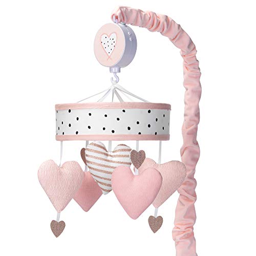 Lambs & Ivy Signature Heart to Heart Pink/White Musical Baby Crib Mobile