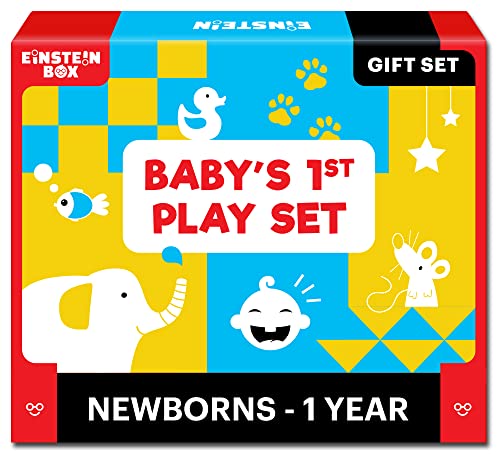 Einstein Box High Contrast Set for Baby Girls & Boys Newborns & Infants of Age 1-3-6-9-12 Months | with Rattles + High Contrast Books+ High Contrast Flashcards| Gift Set for Babies