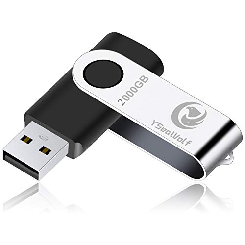 USB Flash Drive 2000GB, 2.0 USB Thumb Drives YSeaWolf for Computer/Laptop, External Data Storage Drive with Rotated Design, Memory Stick, Jump Drive Storage for Storing Photo/Video/Music/File(Black)