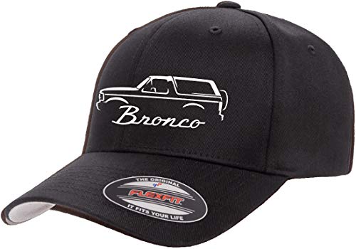 1992-96 Ford Bronco Truck Outline Design Flexfit 6277 Athletic Baseball Fitted Hat Cap Black L/XL