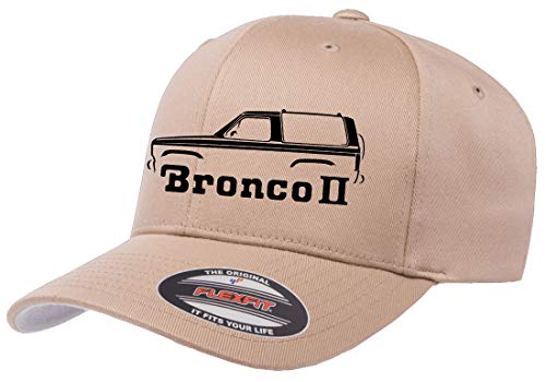 1984-90 Ford Bronco II Truck Outline Design Flexfit 6277 Athletic Baseball Fitted Hat Cap Khaki L/XL