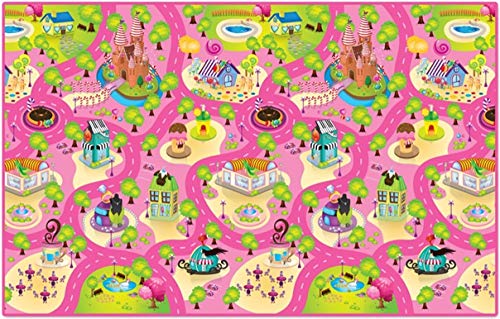 Rollmatz Kids Play Mat – Versatile Waterproof Children’s Playmat for Boys & Girls Bedrooms & Playrooms – Great for Playing with Toys – Indoor & Outdoor – Large Size 79” x 47” – Candy Land Design