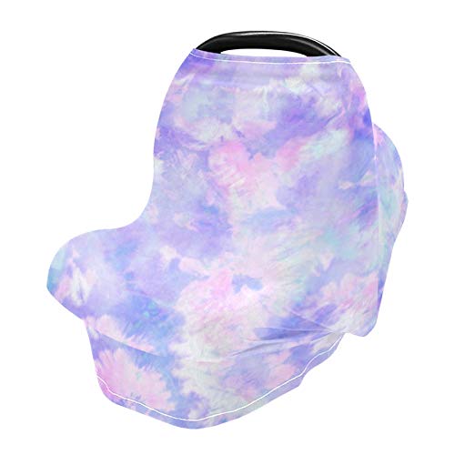 Tie Dye Nursing Cover Breastfeeding Scarf Rainbow Tie Dye Stretchy Baby Car Seat Covers Floral Pastel Soft Breathable Infant Carseat Canopy Stroller Cover for Boys Girls
