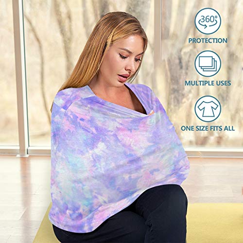 Tie Dye Nursing Cover Breastfeeding Scarf Rainbow Tie Dye Stretchy Baby Car Seat Covers Floral Pastel Soft Breathable Infant Carseat Canopy Stroller Cover for Boys Girls | The Storepaperoomates Retail Market - Fast Affordable Shopping