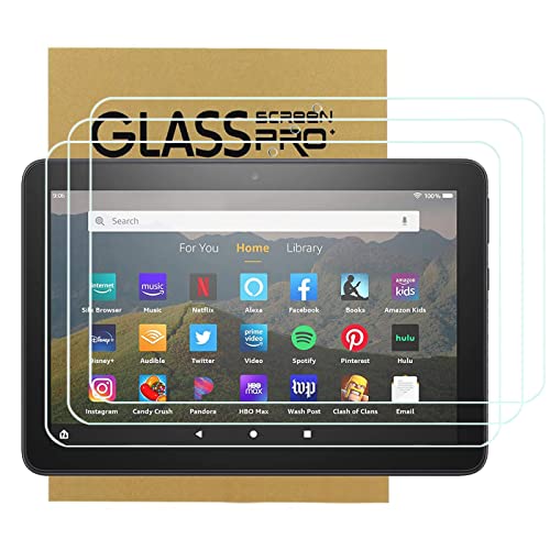 3 Pack Screen Protector for All-New Fire HD 8/HD8 Plus/Fire HD 8 Kids/Fire HD 8 Kids Pro Tablet (12th &10th Generation, 2022&2020 Released),Tempered Glass 9H Hardness Anti Scratch Clear, 8-inch
