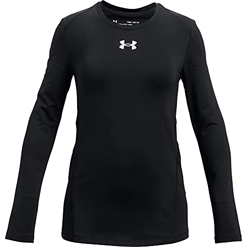 Under Armour Girls’ Cozy Armour Long Sleeve Crew Neck T-Shirt , Black (001)/White , X-Large