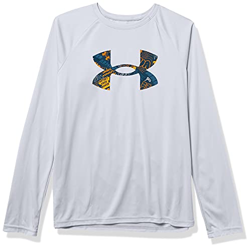 Under Armour Boys’ Tech Logo FILL Long-Sleeve T-Shirt , Halo Gray (016)/White , Youth Small