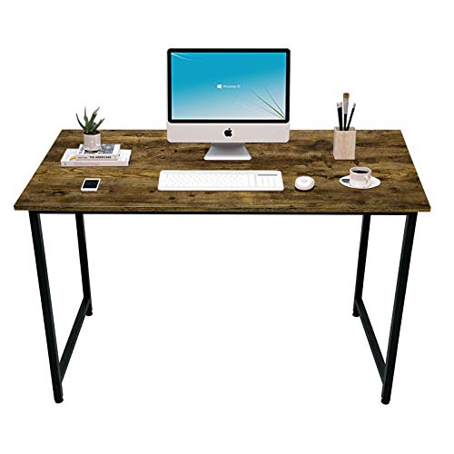 AIJOINER Writing Computer Desk 39″ Home Office Writing Study Desk, Modern Simple Style Laptop Table, Black Metal Frame, Charcoal Wood