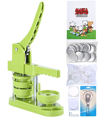 Happizza Button Maker Machine (3rd Gen) Installation-Free, 58mm (2.25in) DIY Pin Badge Button Maker Press Machine Badge Punch Press with Free 100pcs Button Parts&Pictures&Circle Cutter&Magic Book