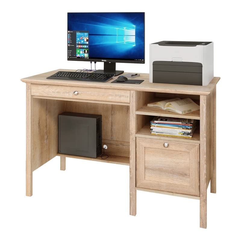 Crestlive Products Writing Computer Desk with Keyboard Tray, Drawer & Shelves, Home Office Furniture, PC Laptop Table, Modern Study Workstation Wooden Mission Vanity Desk for Small Space (Oak) | The Storepaperoomates Retail Market - Fast Affordable Shopping