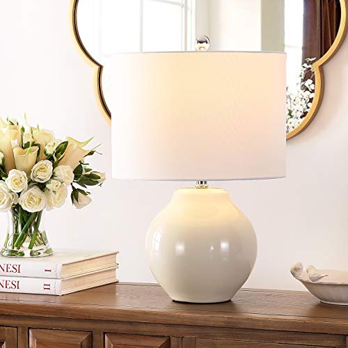 SAFAVIEH Lighting Collection Zaid Modern Ivory Ceramic 22-inch Bedroom Living Room Home Office Desk Nightstand Table Lamp (LED Bulb Included)