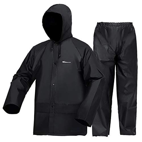 HANMENGXUAN Portable Rain Suit Waterproof Rain Gear Raincoat Jacket and pants for Men Women Adults(Black,Large)