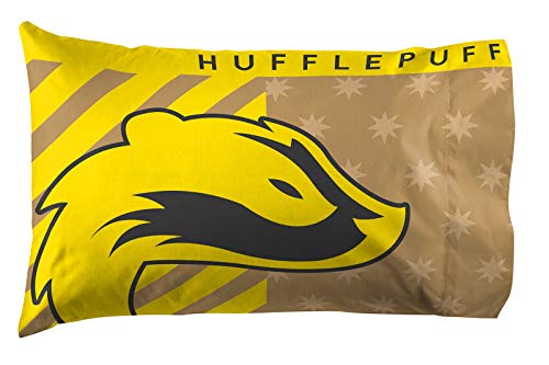 Harry Potter Hufflepuff Pride 1 Single Reversible Pillowcase – Double-Sided Kids Super Soft Bedding (Official Harry Potter Product)