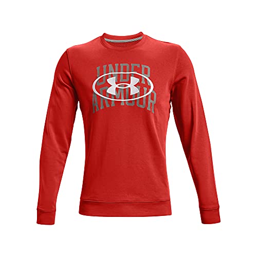 Under Armour Men’s Rival Terry Lockertag Overlap Crew , Radiant Red (839)/Halo Gray , X-Large
