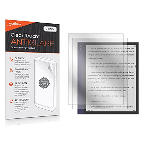 BoxWave Screen Protector for Onyx Boox Note Air (Screen Protector by BoxWave) – ClearTouch Anti-Glare (2-Pack), Anti-Fingerprint Matte Film Skin for Onyx Boox Note Air